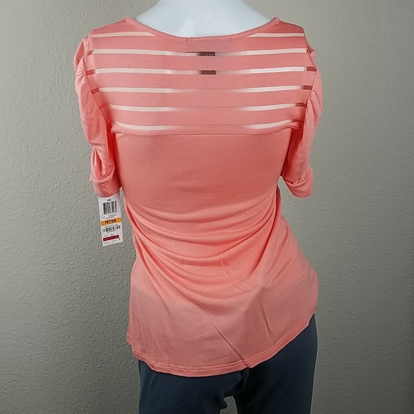 INC Peach Puff Sleeve Ruched Top - Picture 3 of 6